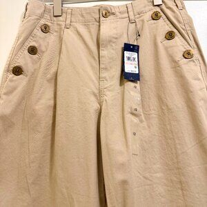 NEW Tommy Hilfiger Nautical Button Pants | Beige | 12
